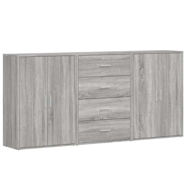 vidaXL Buffets 3 Pièces sonoma gris 60x31x84 cm bois d'ingénierie
