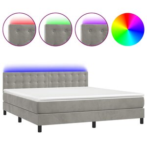 vidaXL Sommier à lattes de lit matelas et LED Gris clair 180x200 cm