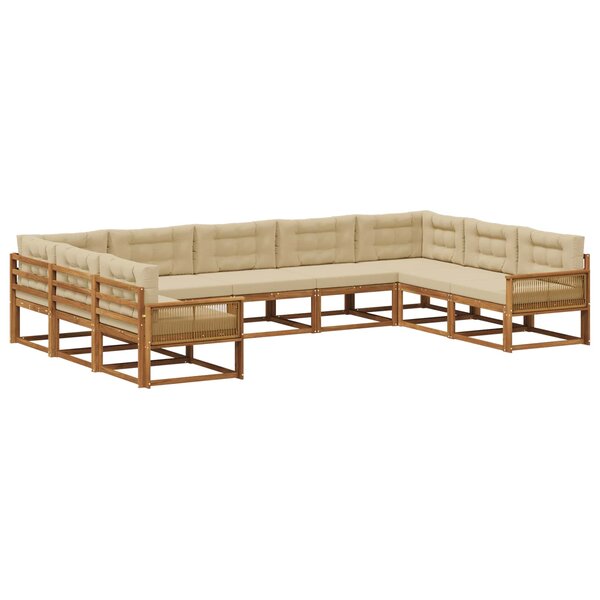 vidaXL Ensemble de canapés d'extérieur 9 pc Naturel et Beige