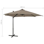 vidaXL Parasol de jardin en porte-à-faux et mât et lumières LED taupe