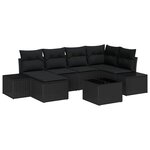 vidaXL Ensemble de canapé de jardin 7 Pièces Noir 264 x 154 x 85 cm