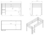 Lit Enfant Surélevé + Bureau + tablette de penderie + 2 commodes