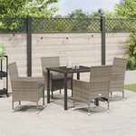 vidaXL Ensemble de salle à manger pour jardin 5 Pièces Gris Poly rotin