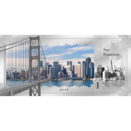 Billet de 1$ Argent - Skyline Dollars Foil - San Francisco - BE 2018