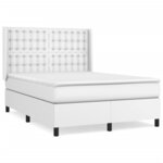 vidaXL Sommier à lattes de lit avec matelas Blanc 140x200cm Similicuir