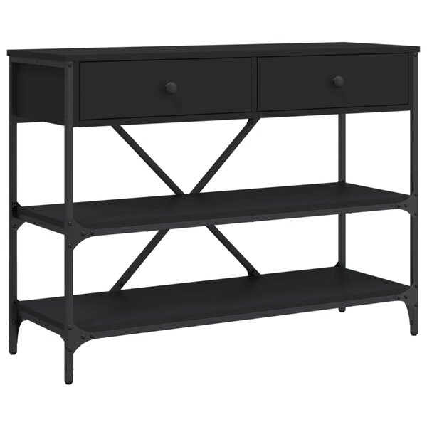 vidaXL Table console avec tiroirs et étagères noir bois d'ingénierie