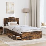 vidaXL Cadre de lit Chêne fumé 70 x 190 cm Bois d'ingénierie