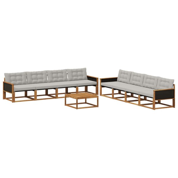 vidaXL Ensemble de canapés d'extérieur 9 Pièces Naturel et gris clair