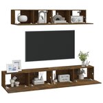 vidaXL Ensemble de meubles TV 4 Pièces Chêne fumé Bois d'ingénierie