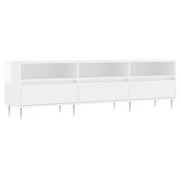vidaXL Meuble TV blanc brillant 150x30x44 5 cm bois d'ingénierie