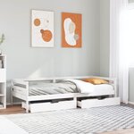 vidaXL Lit de jour et tiroirs sans matelas blanc 90x200 cm bois massif