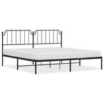 vidaXL Cadre de lit métal sans matelas avec tête de lit noir 200x200cm