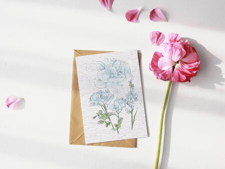 Carte à planter bouquet de bleuets