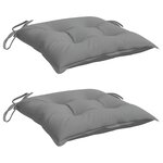 vidaXL Coussins de chaise lot de 2 gris 50x50x7 cm tissu oxford