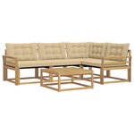 vidaXL Ensemble de canapés d'extérieur 5 Pièces Blanc et Beige