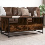 vidaXL Table basse chêne fumé 100x50x45 cm bois d'ingénierie et métal