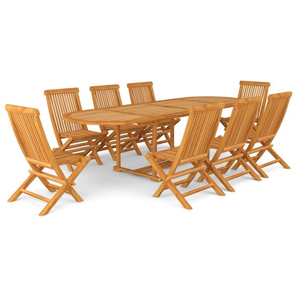 vidaXL Ensemble à manger de jardin 9 Pièces Bois de teck massif