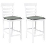 vidaXL Tabourets de bar avec coussins 2 Pièces blanc bois massif d'hévéa