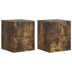 vidaXL Cabinet de chevet mural 2 Pièces Chêne fumé 33 x 34 5 x 40 cm