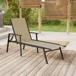 vidaXL Chaise longue acier et tissu textilène crème