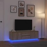 vidaXL Meuble TV avec lumières LED chêne sonoma 160 5x41x50 cm