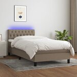 vidaXL Sommier à lattes de lit avec matelas LED Taupe 90x190 cm Tissu