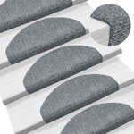 vidaXL Tapis d'escalier autocollants 20 pièces 65 x 21 x 4 cm Gris clair Demi-rond Grand