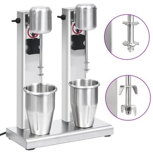 vidaXL Mélangeur de milkshake avec deux coupelles Acier inoxydable 2 L
