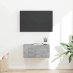 vidaXL Meuble TV mural Béton 60 x 31 x 29.5 cm Bois d'ingénierie