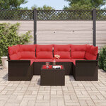 vidaXL Ensemble de canapé de jardin 7 Pièces Marron polyrotin
