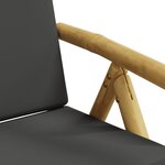 vidaXL Chaises de bistro pliantes lot de 2 coussins gris foncé bambou