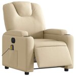 vidaXL Fauteuil inclinable de massage électrique crème tissu