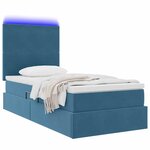 vidaXL Lit de rangement LED avec matelas Bleu foncé 90 x 190 cm