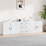 vidaXL Buffets 3 Pièces Blanc Bois d'ingénierie