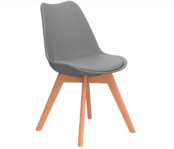 Lot de 6 chaises de salle à manger scandinaves assise rembourré pieds en bois hêtre rétro chaise pour salon chambre cuisine bureau gris 01_0000140
