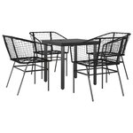 vidaXL Ensemble à manger de jardin 5 Pièces noir résine tressée verre