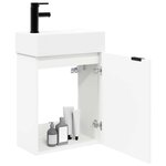 vidaXL Meuble de salle de bain avec robinet Blanc 45 5 x 22 5 x 84 cm