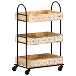 vidaXL Chariot de cuisine à 3 niveaux 46x30x76 cm Bois de manguier