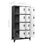 vidaXL Armoire à casiers Anthracite et blanc 90x45x180 cm Acier