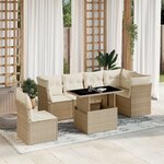 vidaXL Salon de jardin avec coussins 7 Pièces beige résine tressée