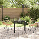vidaXL Ensemble de salle à manger pour jardin 3 Pièces Marron Poly rotin