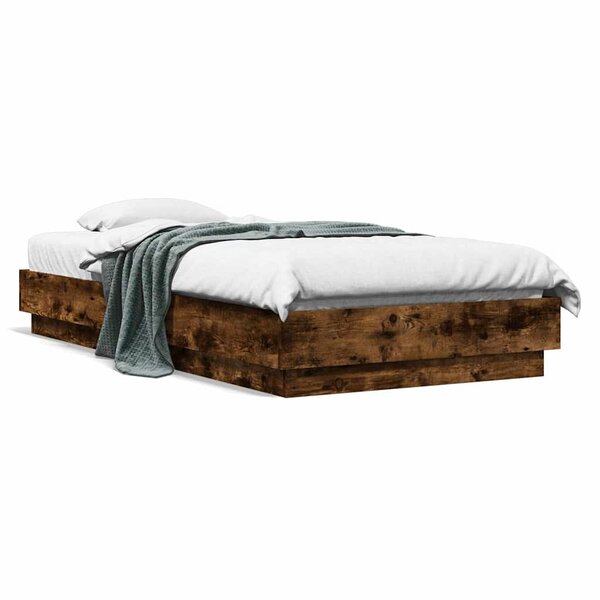 vidaXL Cadre de lit sans matelas chêne fumé 90x190cm bois d'ingénierie
