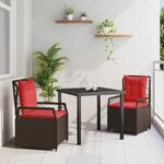 vidaXL Ensemble de salle à manger pour jardin 3 Pièces Marron polyrotin