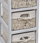 vidaXL Étagère de rangement en bois 3 paniers en tissage Blanc