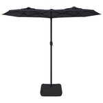 vidaXL Parasol de jardin à double tête avec LED noir 316x145 cm