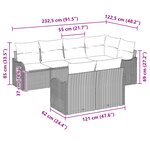 Canapé de Jardin Modulable de 7 pièces avec Coussins Gris Clair en Poly Rotin