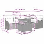 Ensemble de canapé de jardin 6 pièces avec coussins Rotin noir vidaXL