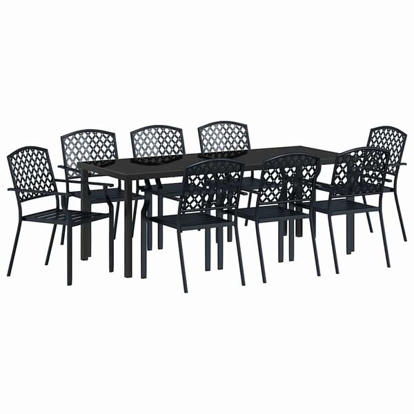 vidaXL Ensemble de salle à manger pour jardin 9 Pièces Anthracite