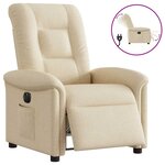 vidaXL Fauteuil inclinable électrique Crème Tissu