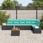 vidaXL Ensemble de canapé de jardin avec coussin 7 Pièces Noir polyrotin